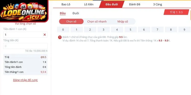 Đề đầu, đặc biệt tại lô đề Five88